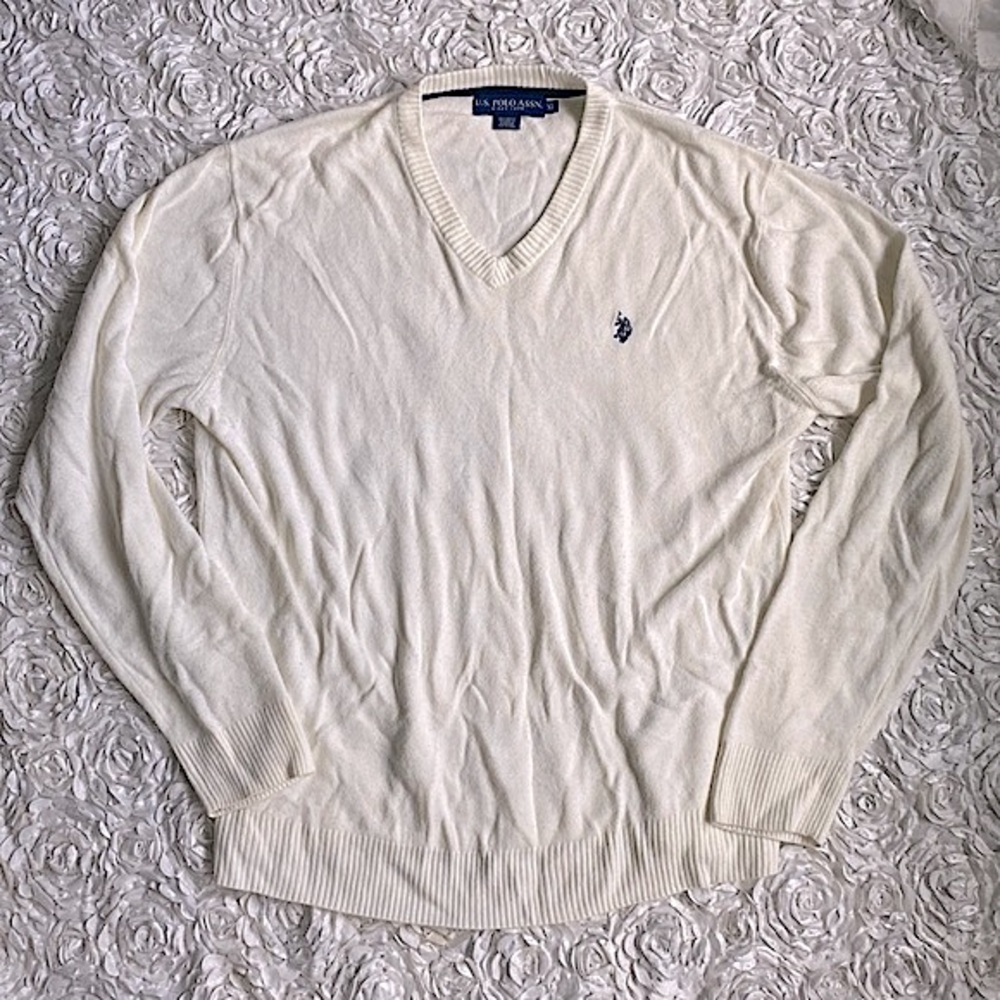 Mens U. S. Polo Assn. white cream color sweater size XL